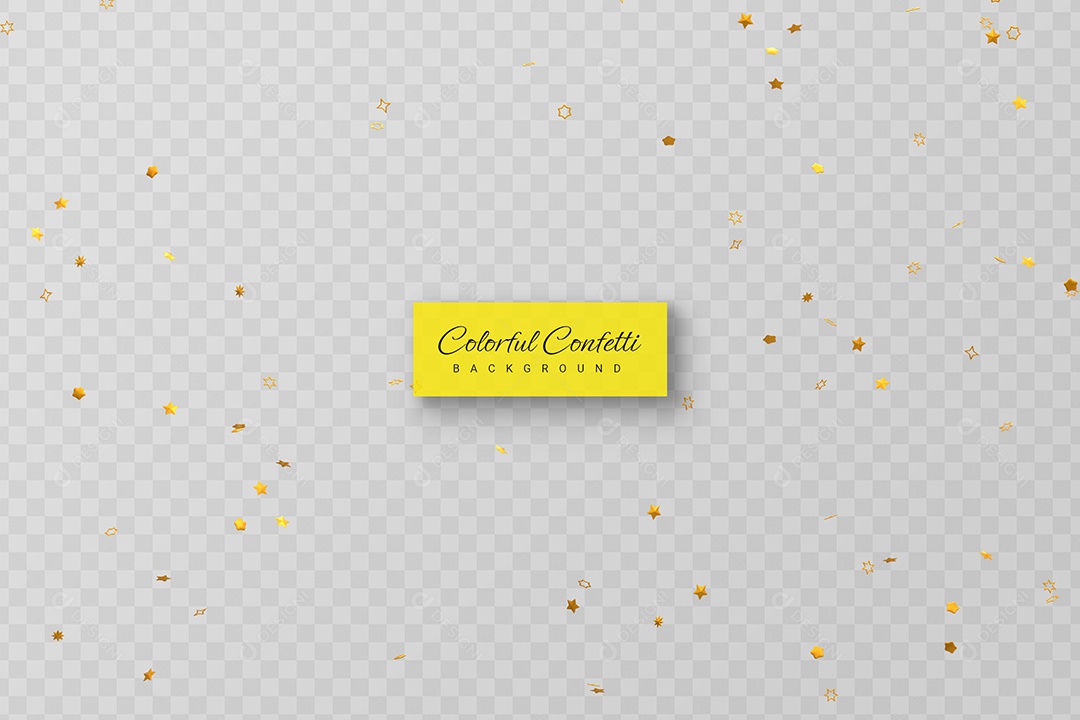 Confete de Estrelas Elemento 3D Dourado para Composição PSD