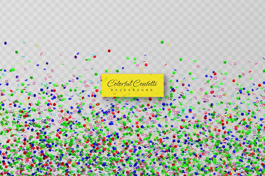 Confete de Estrelas Colorido Elemento 3D para Composição PSD