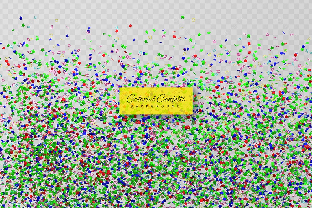 Confete Decorativo de Festa Elemento 3D Colorido para Composição PSD