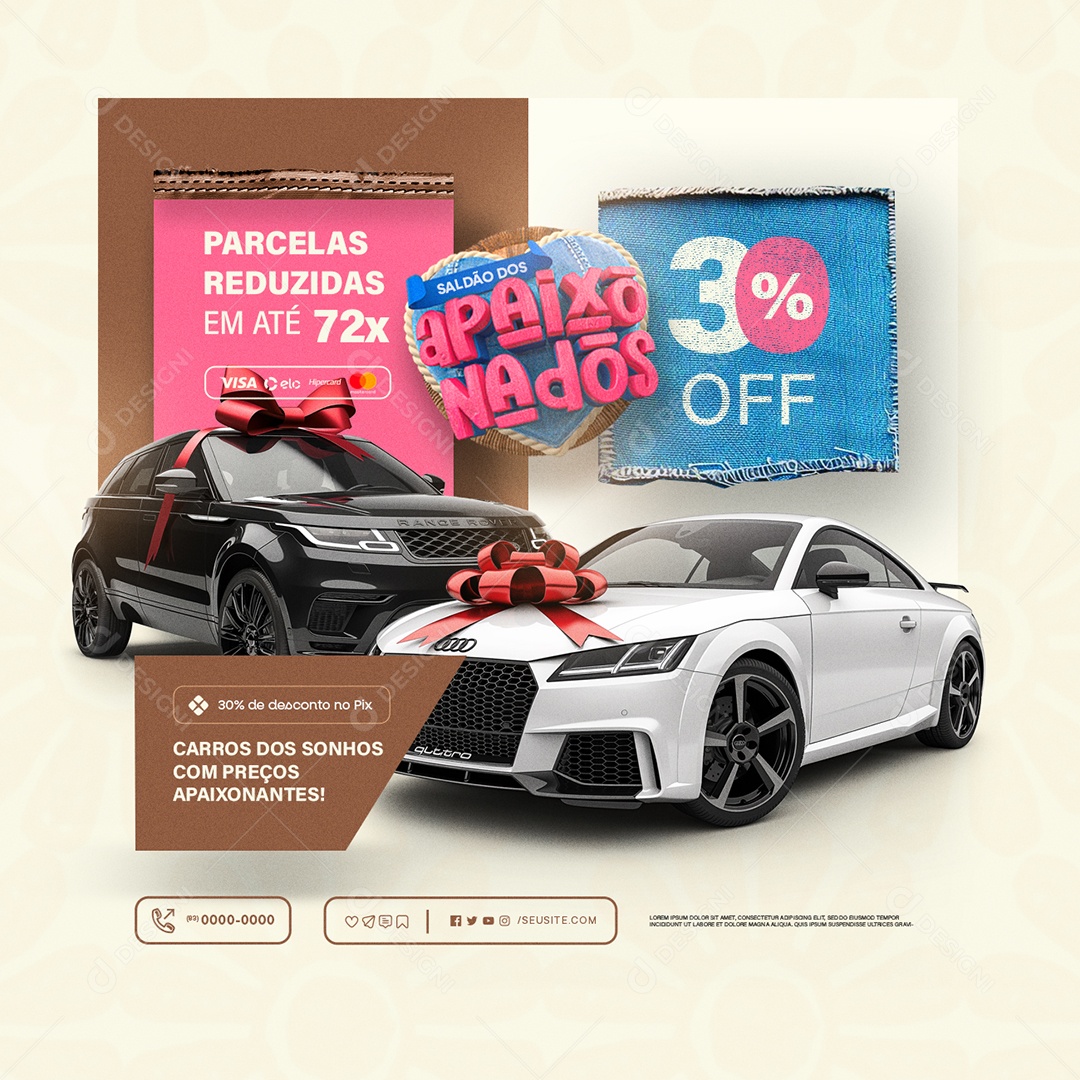 Concessionaria Saldão dos Apaixonados Carros dos Sonhos Social Media PSD Editável