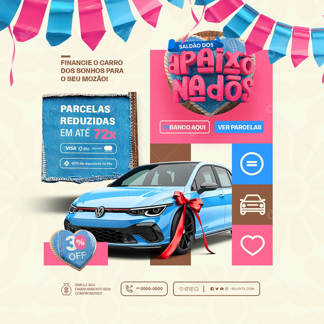 Concessionaria Saldão dos Apaixonados Financie o Carro dos Sonhos Social Media PSD Editável