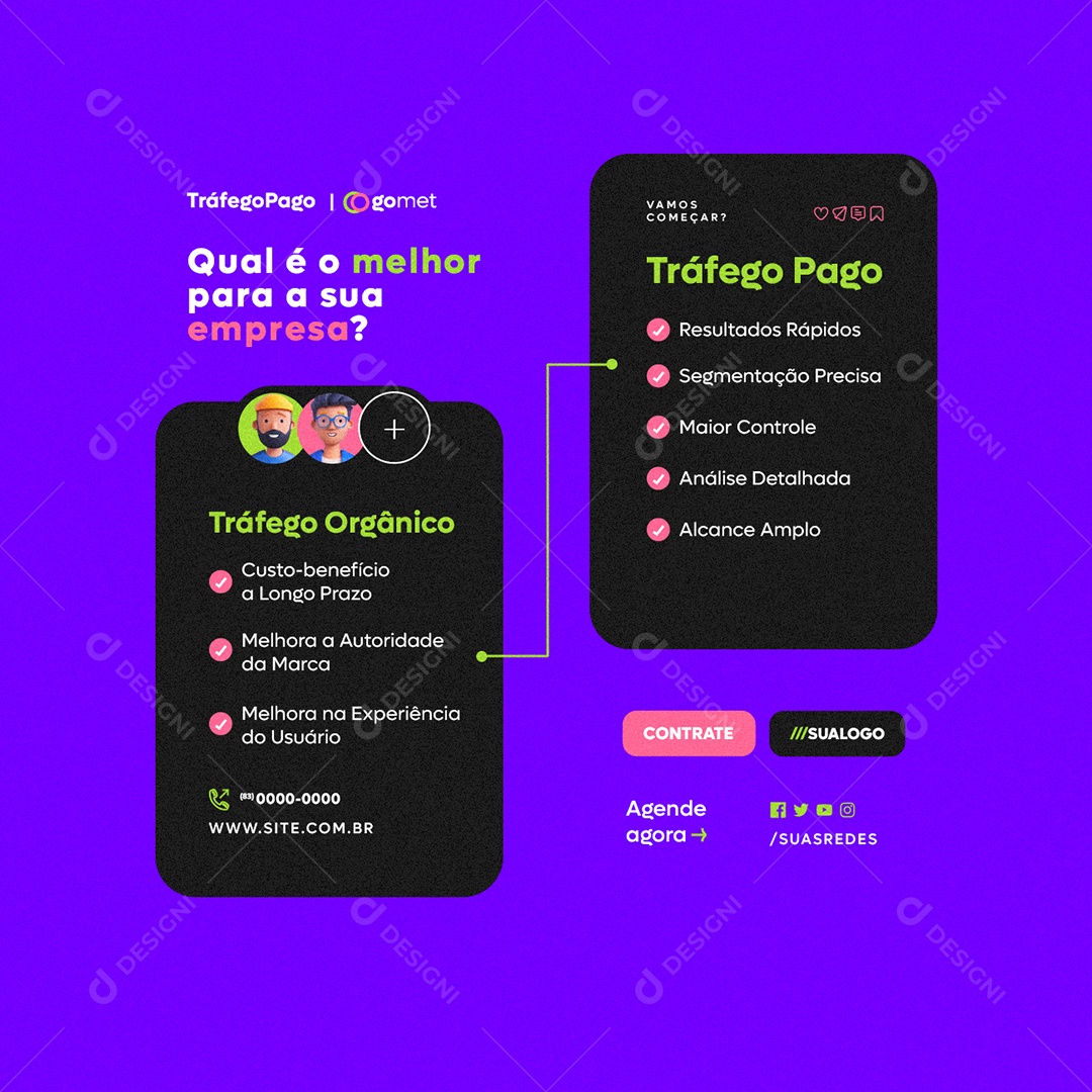 Tráfego Pago Qual é o Melhor para a Sua Empresa Social Media PSD Editável