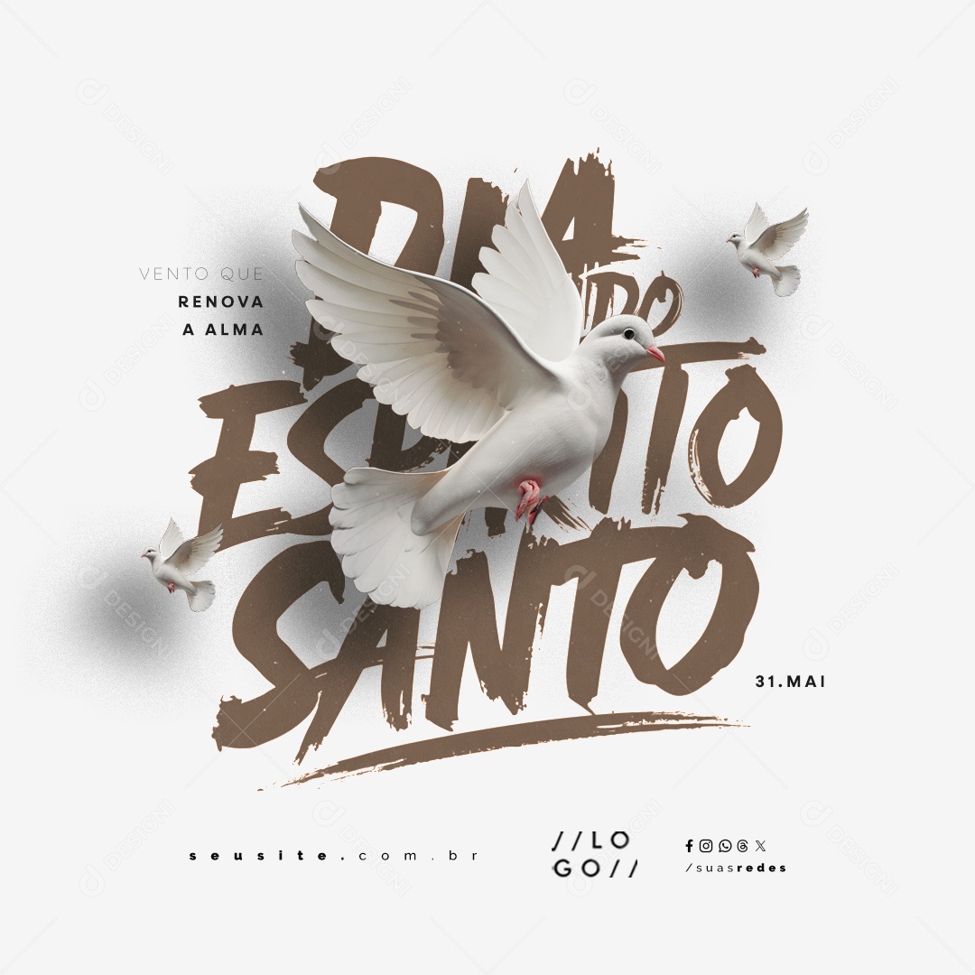 Dia do Espirito Santo 31 de Maio Vento Que Renova a Alma Social Media PSD Editável