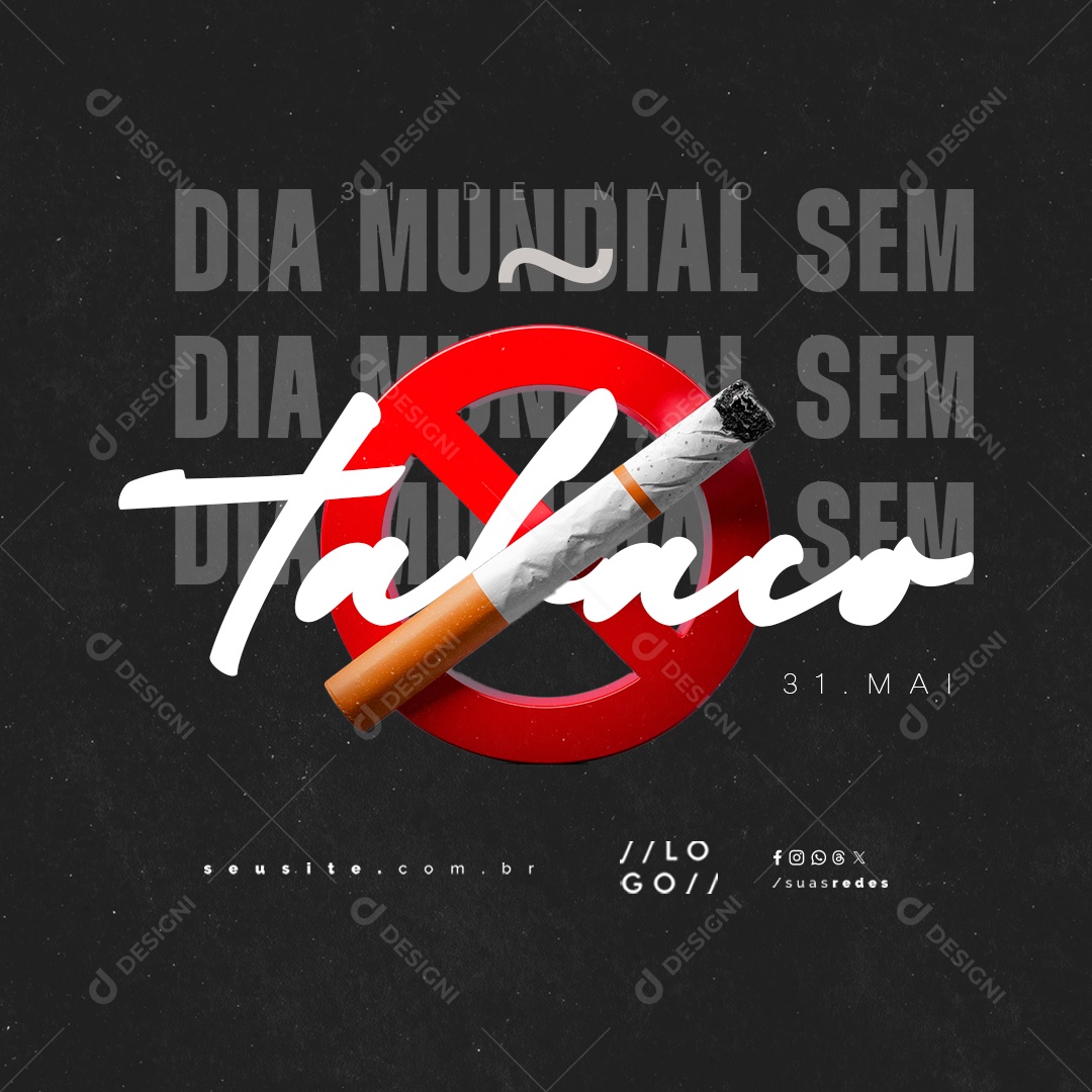 Dia Mundial Sem Tabaco 31 de Maio Social Media PSD Editável