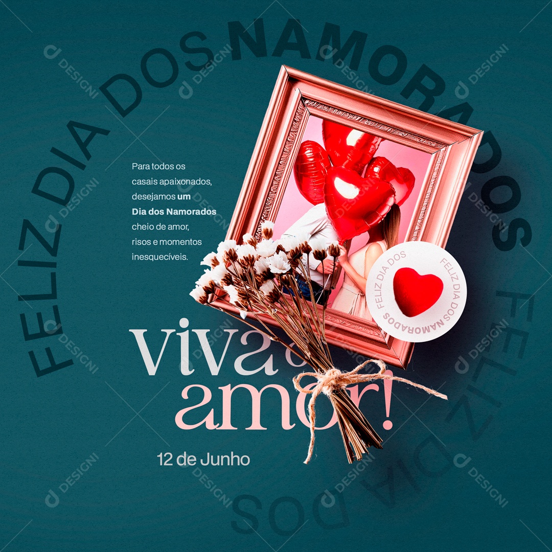 Feliz Dia dos Namorados 12 de Junho para todos Casais Apaixonados Social Media PSD Editável