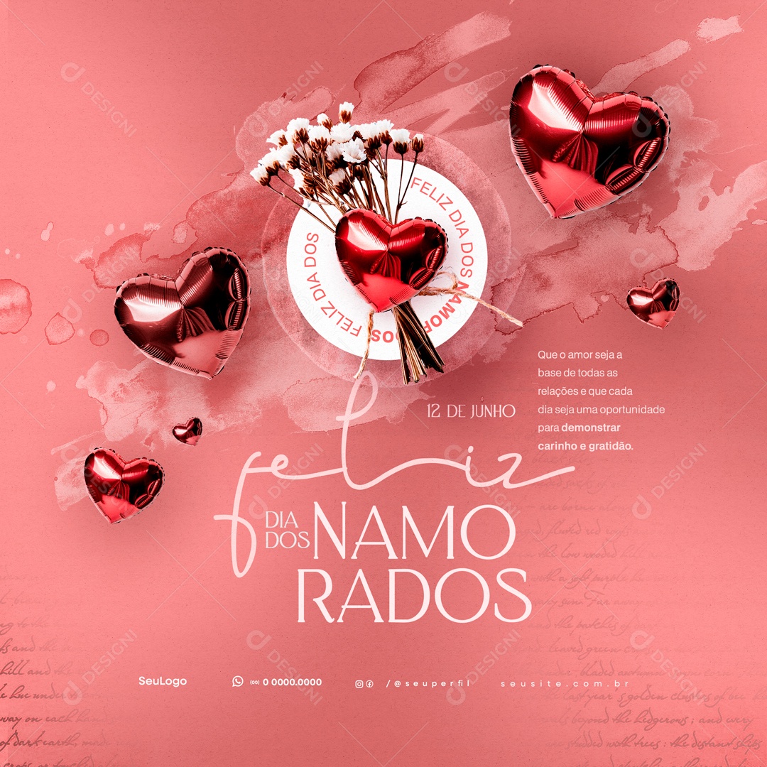 Dia dos Namorados 12 de Junho que o Amor Seja a Base de todas as Relações Social Media PSD Editável