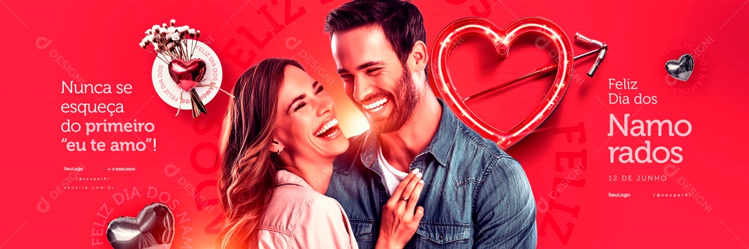 Carrossel Dia dos Namorados 12 de Junho Nunca se Esqueça do Primeiro Eu te Amo Social Media PSD Editável