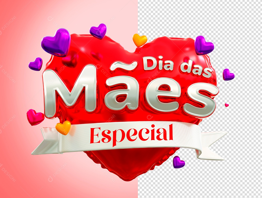 Selo 3D Dia das Mães Especial Para Composição PSD