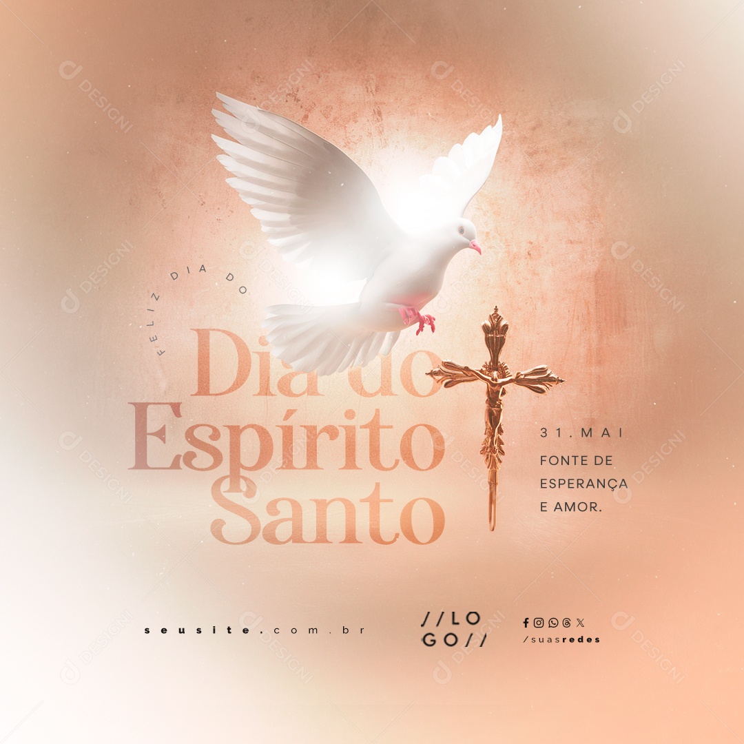 Dia do Espirito Santo 31 de Maio Fonte de Esperança e Amor Social Media PSD Editável