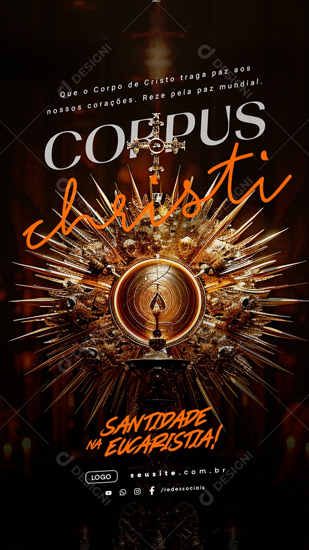Story Dia de Corpus Christi 30 de Maio Que o Corpo de Cristo Traga Paz Social Media PSD Editável