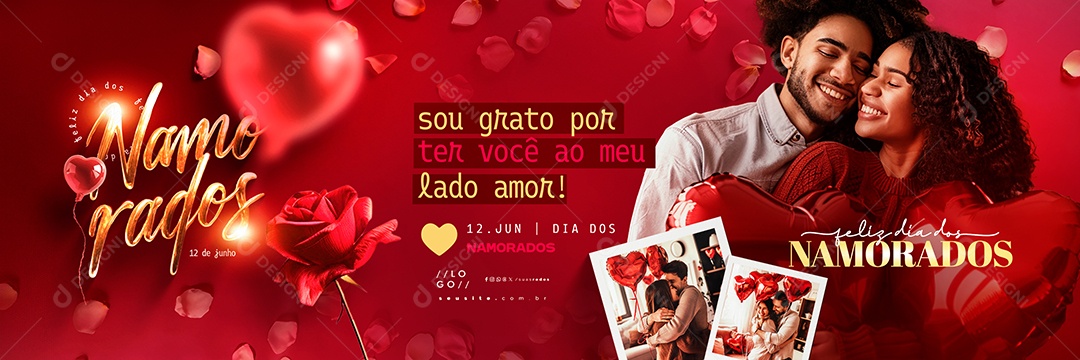 Carrossel Feliz Dia dos Namorados 12 de Junho Sou Grato Por Ter Você Social Media PSD Editável