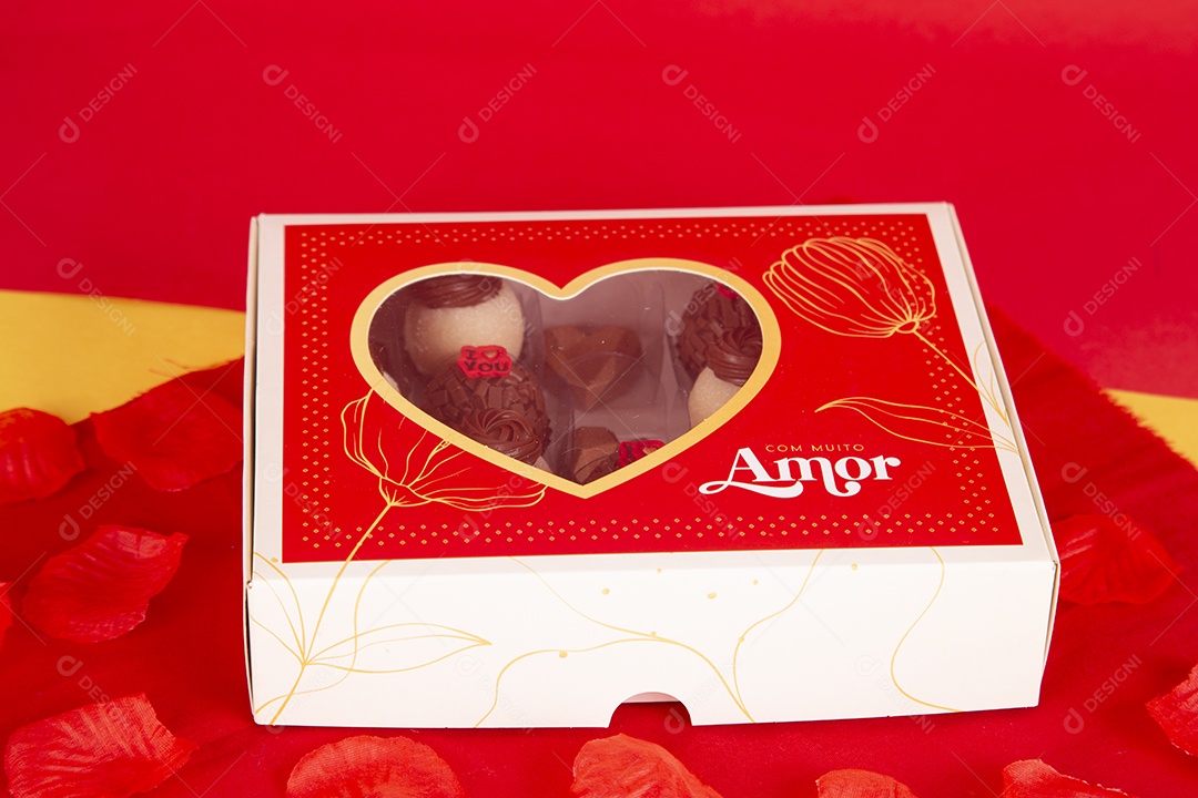Caixa de doces para dia do amor