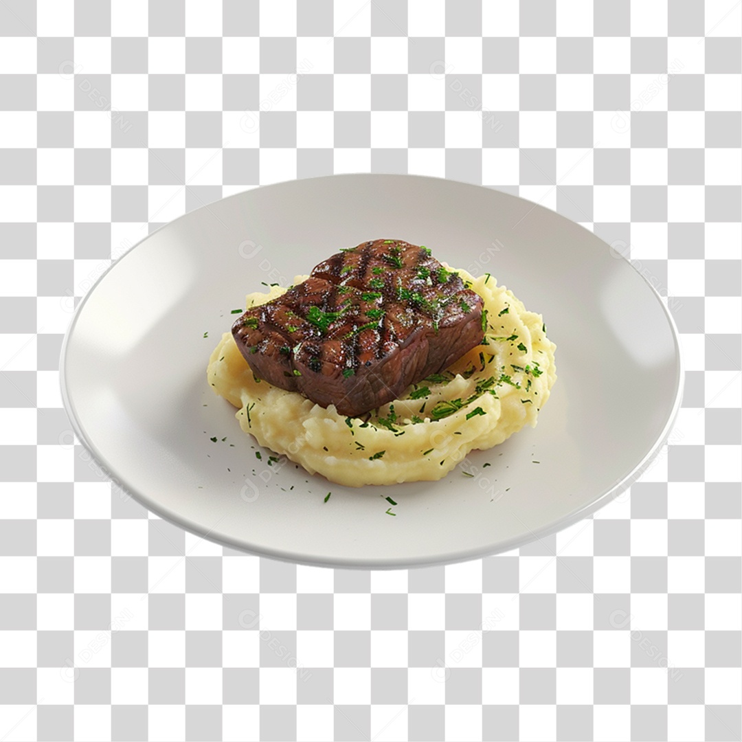 Carne Assada com Purê de Batata PNG Transparente