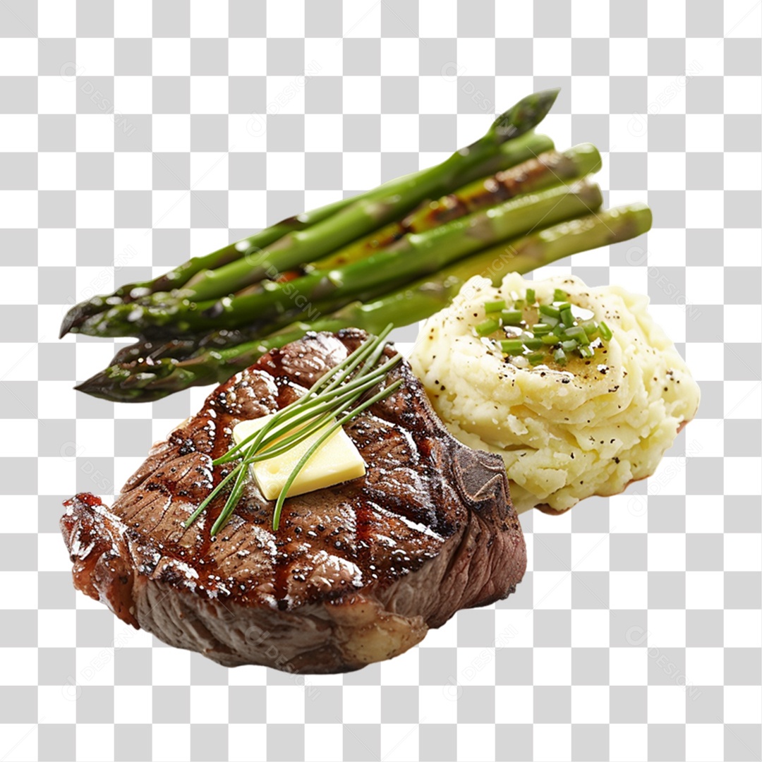 Carne Assada com Purê de Batata PNG Transparente