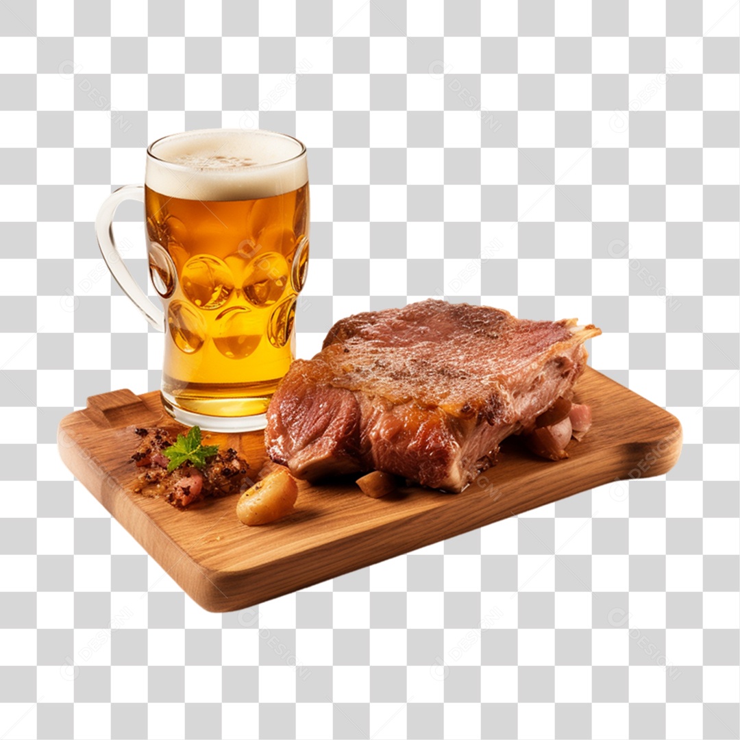 Carne Assada com Cerveja PNG Transparente