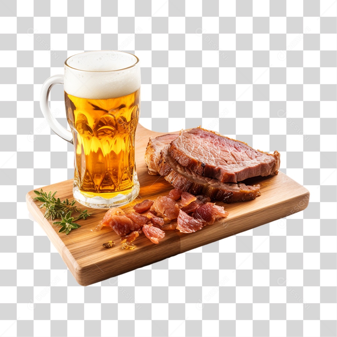 Carne Assada com Cerveja PNG Transparente