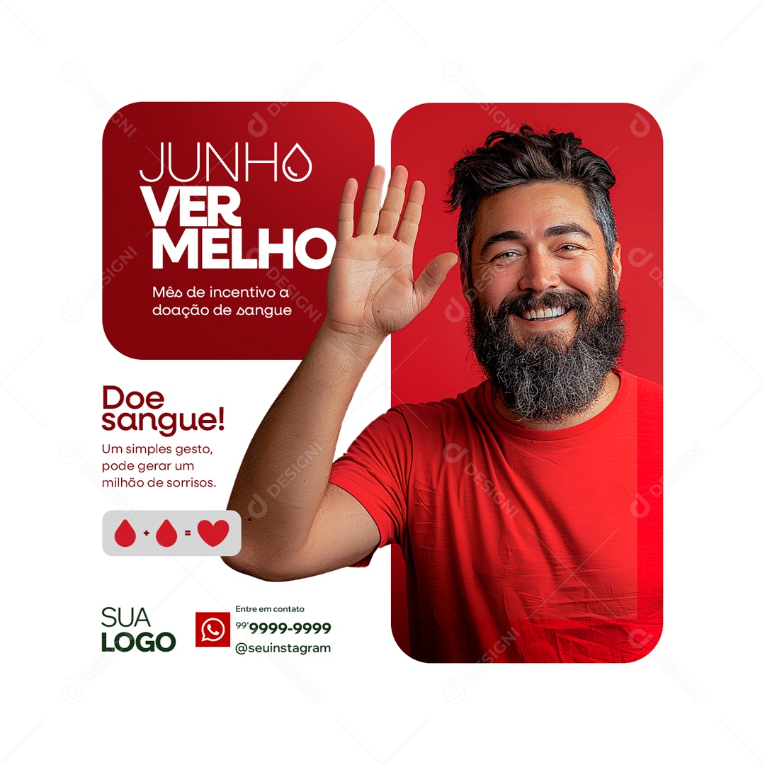 Junho Vermelho Doe Sangue um Simples Gesto Social Media PSD Editável
