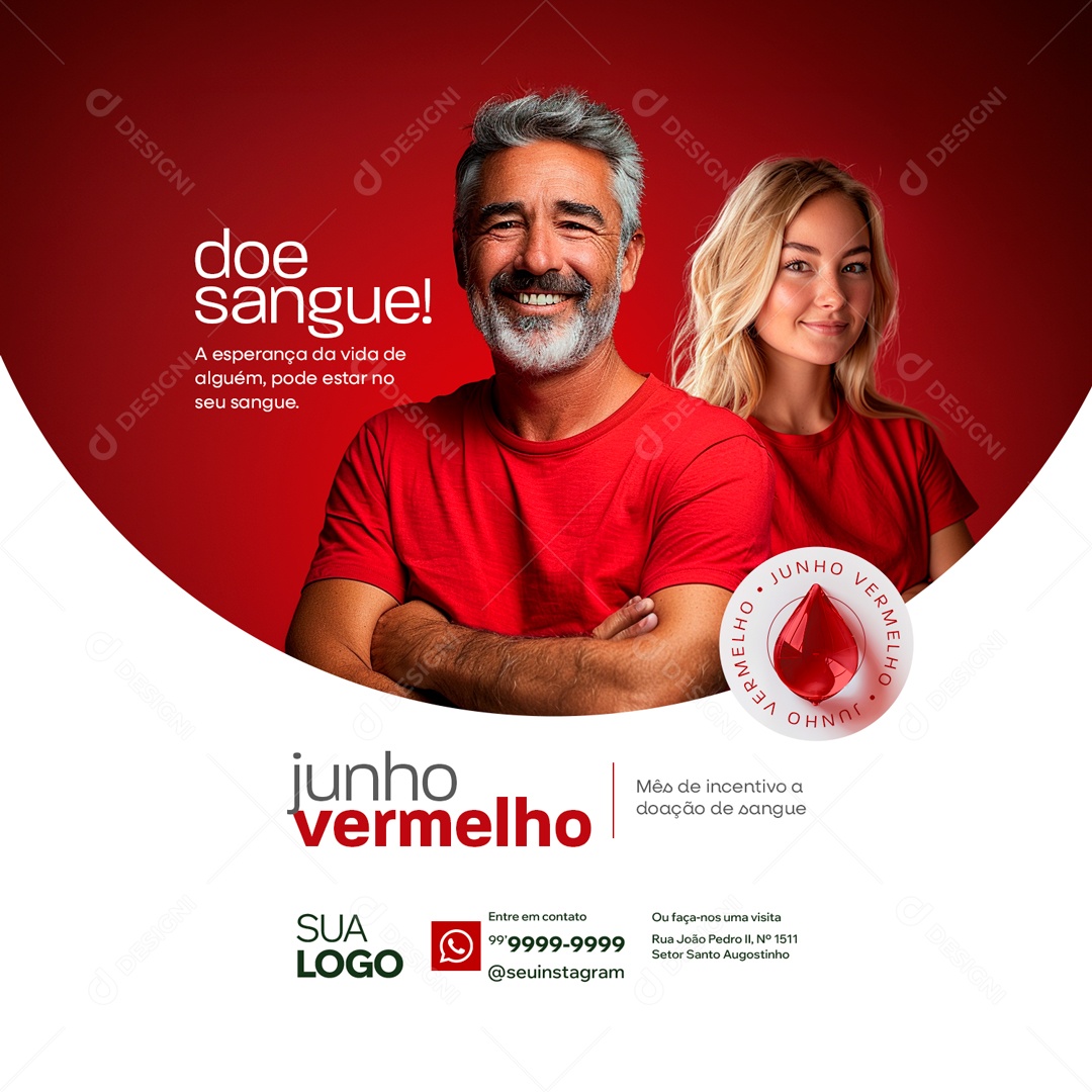 Junho Vermelho a Esperança da Vida de Alguém Pode estar no seu Sangue Social Media PSD Editável
