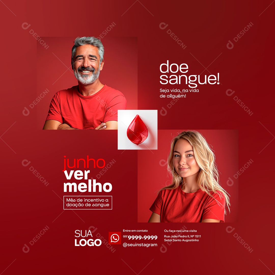 Junho Vermelho Doe Sangue Social Media PSD Editável