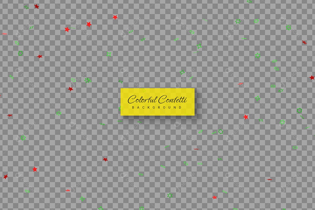 Confete Enfeite Elemento 3D Verde e Vermelho para Composição PSD