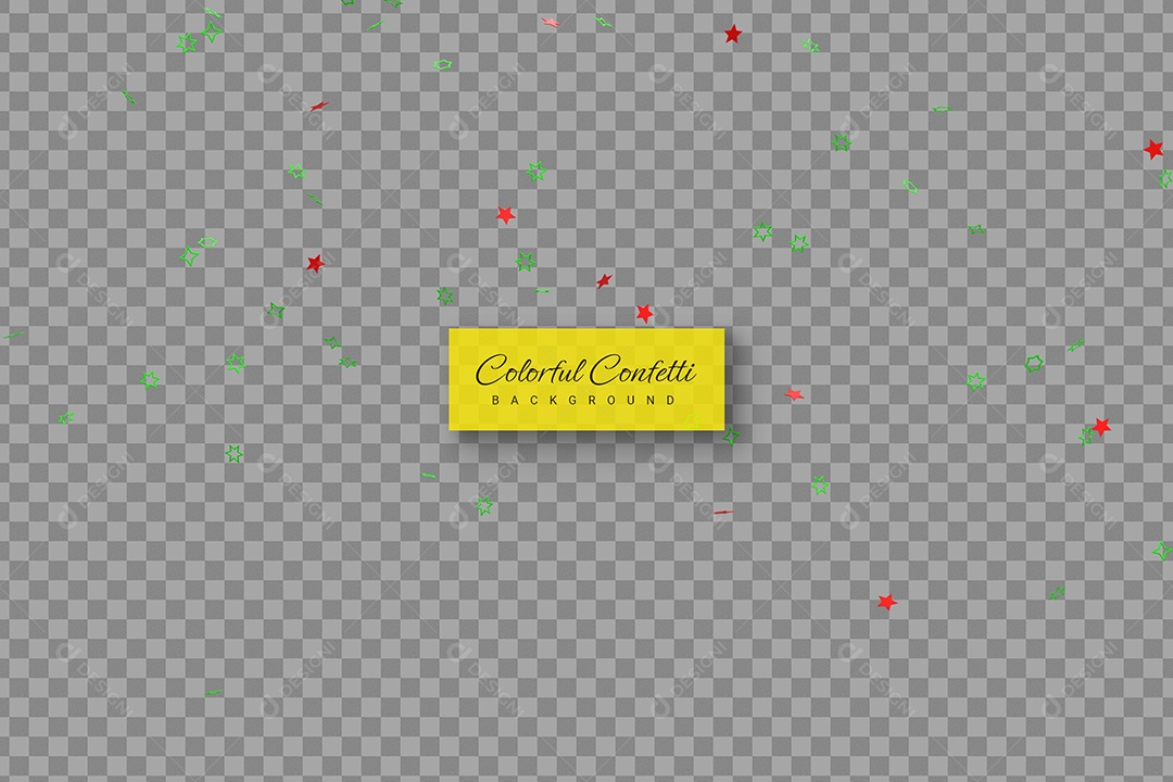 Estrelinhas de Confete Elemento 3DVerde e Vermelha para Composição PSD
