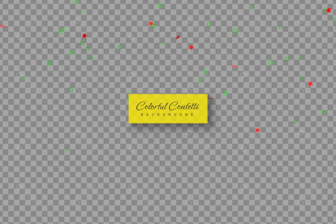 Confete Verde e Vermelho Elemento 3D para Composição PSD