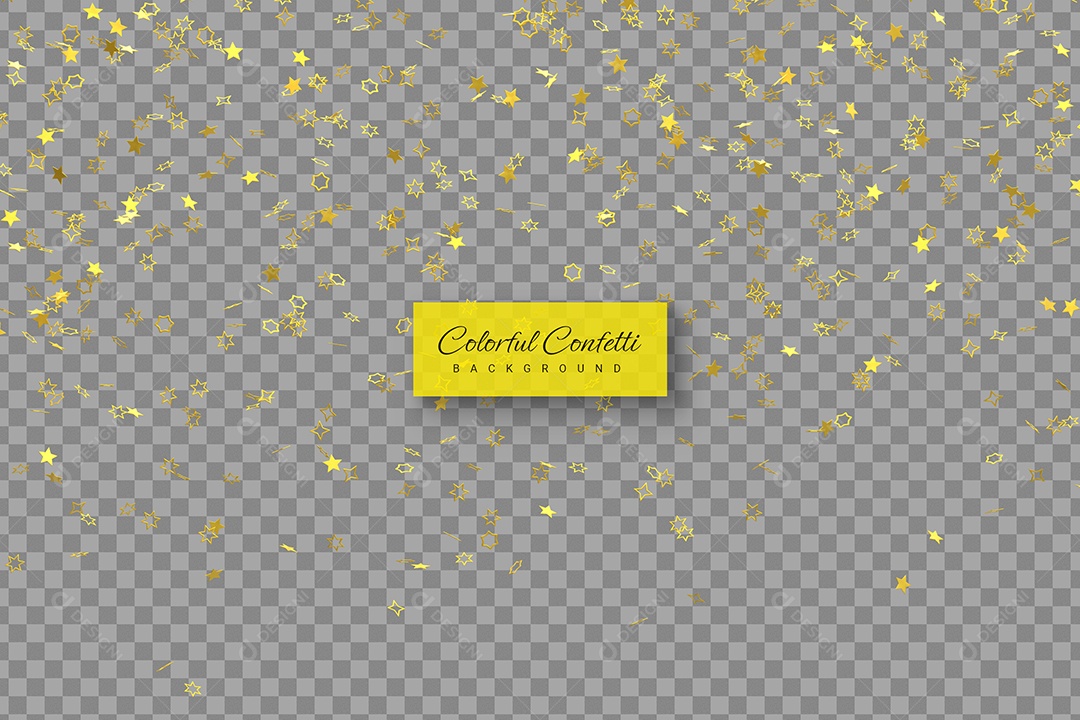 Confete Estrelinhas Douradas Elemento 3D para Composição PSD