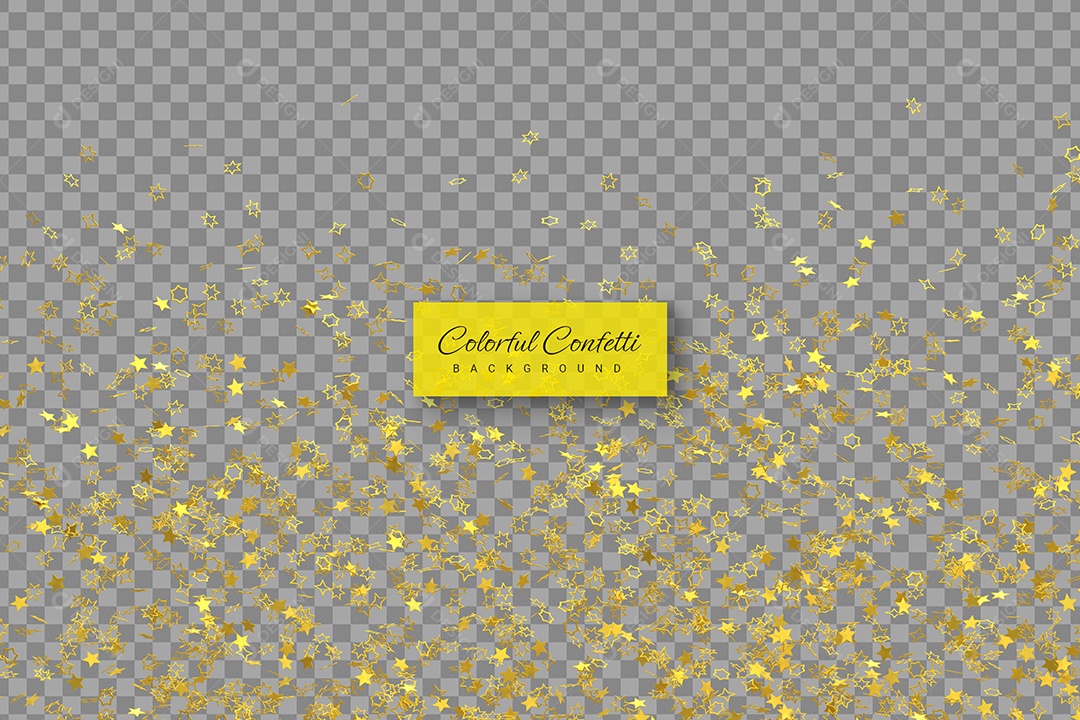 Confete Decoração Elemento 3D Dourado para Composição PSD