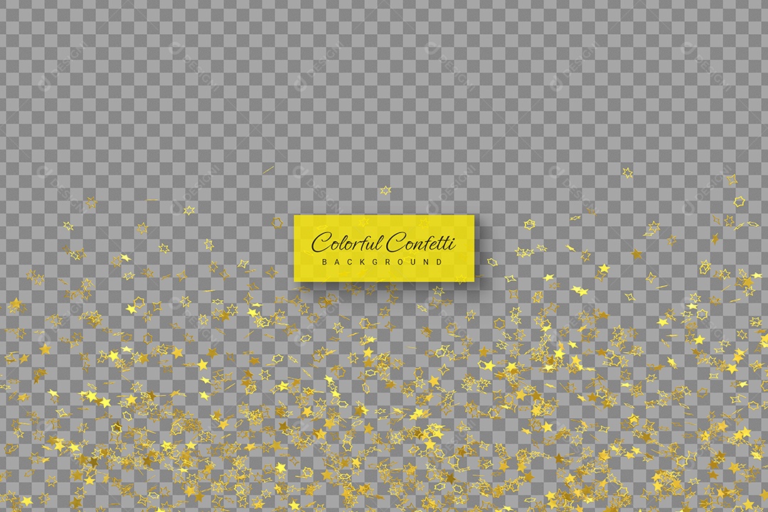 Confete Estrela Dourada Enfeite Elemento 3D para Composição PSD