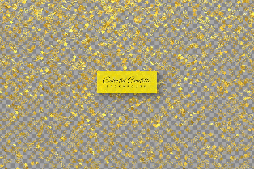 Confete Decorativo Dourado Elemento 3D para Composição PSD
