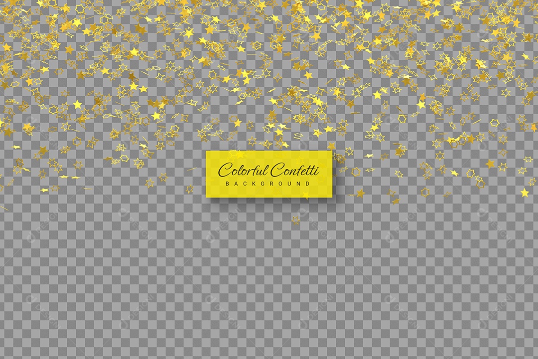 Confete de Estrelinhas Douradas Elemento 3D para Composição PSD
