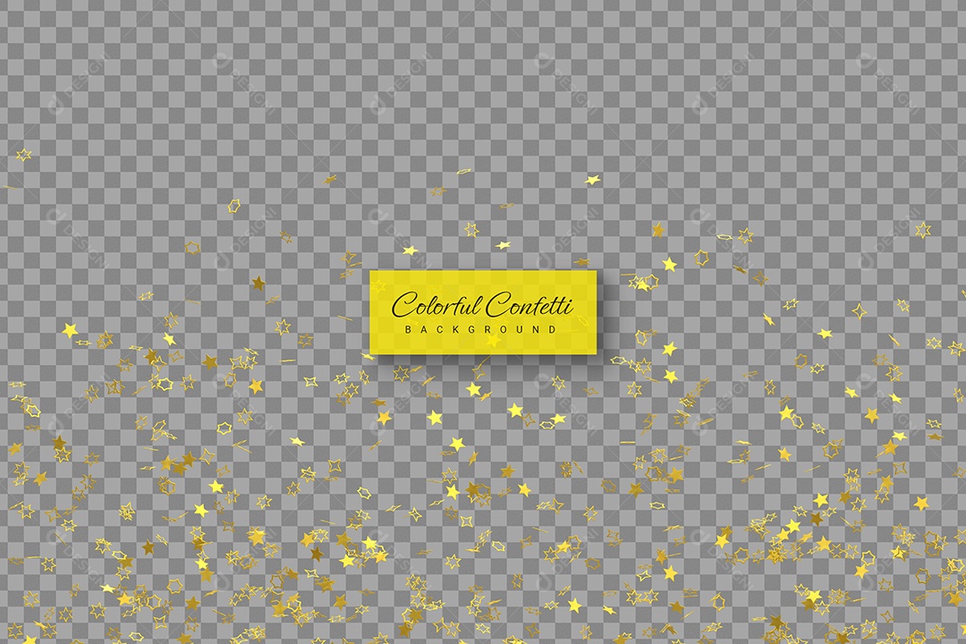 Confete Dourado Elemento 3D para Composição PSD