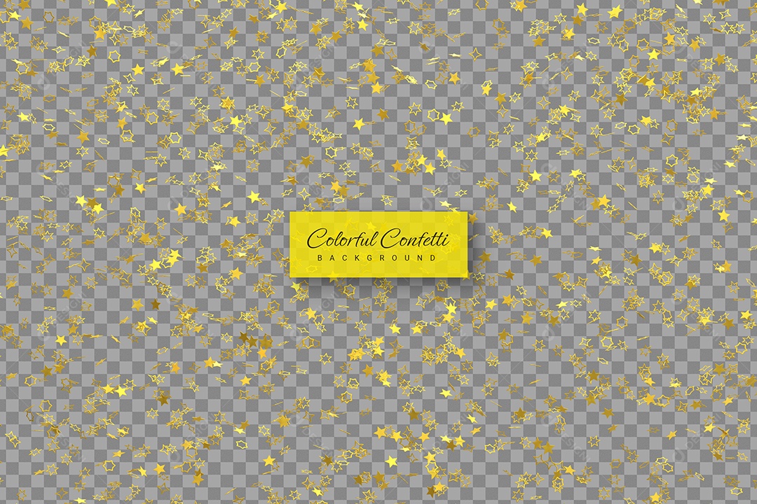 Estrelinhas Decorativas Dourada Elemento 3D de Confete para Composição PSD