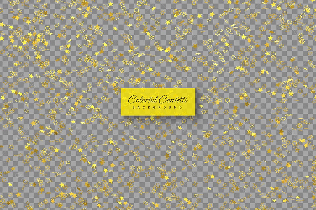 Decoração de Festa Dourado Elemento 3D de Confete para Composição PSD