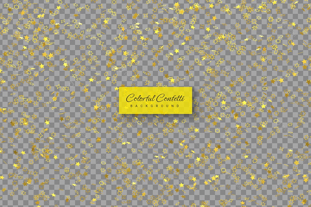 Enfeite Confete Elemento 3D Dourado para Composição PSD