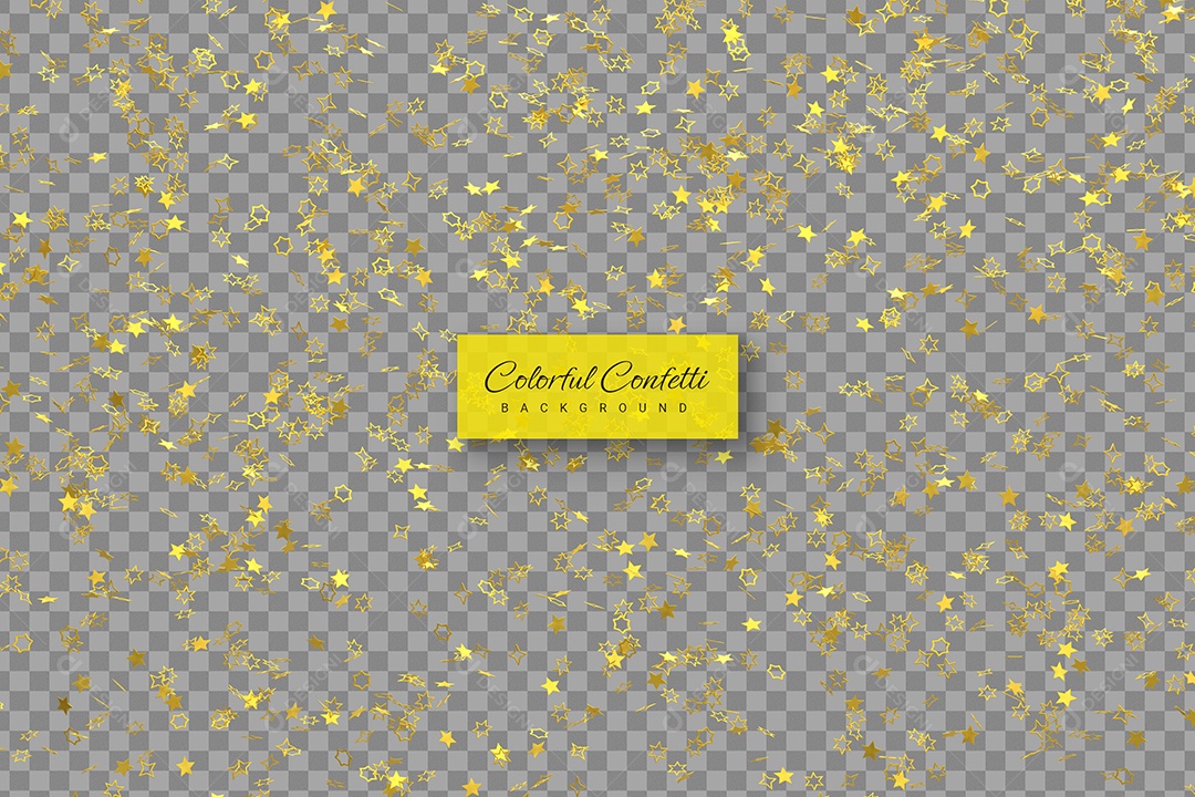 Decoração Confete Dourado Elemento 3D para Composição PSD