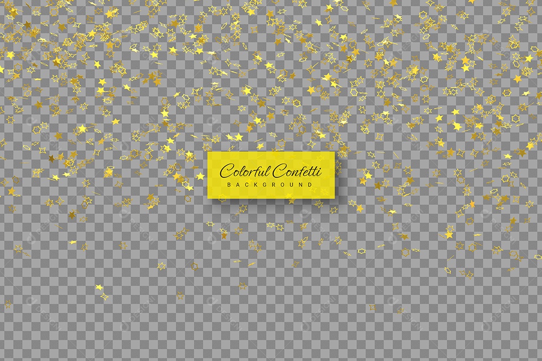 Decoração Confete Elemento 3D Dourado para Composição PSD