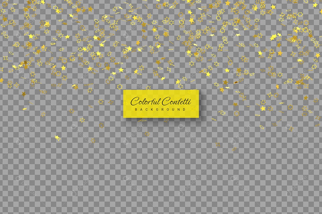 Confete Decoração Elemento 3D Dourado para Composição PSD