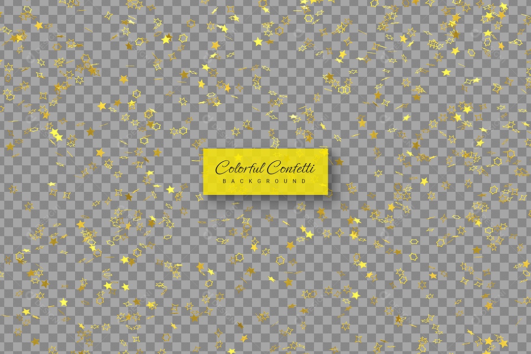 Confete Enfeite de Festa Dourado Elemento 3D para Composição PSD