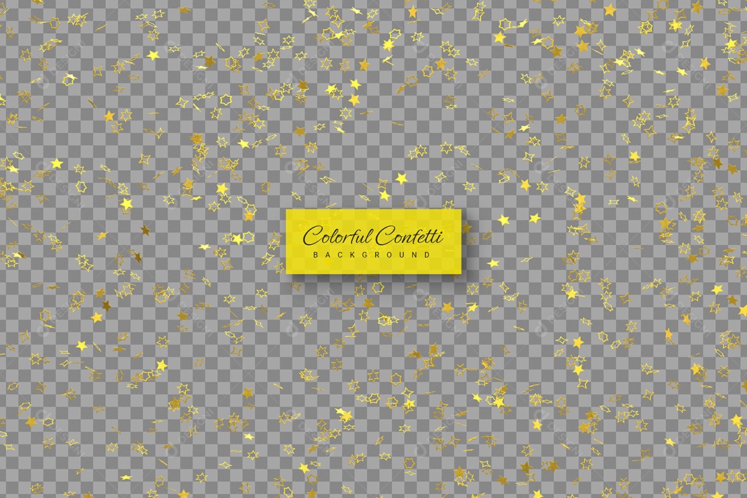 Confete Decorativo de Festa Elemento 3D Dourado para Composição PSD