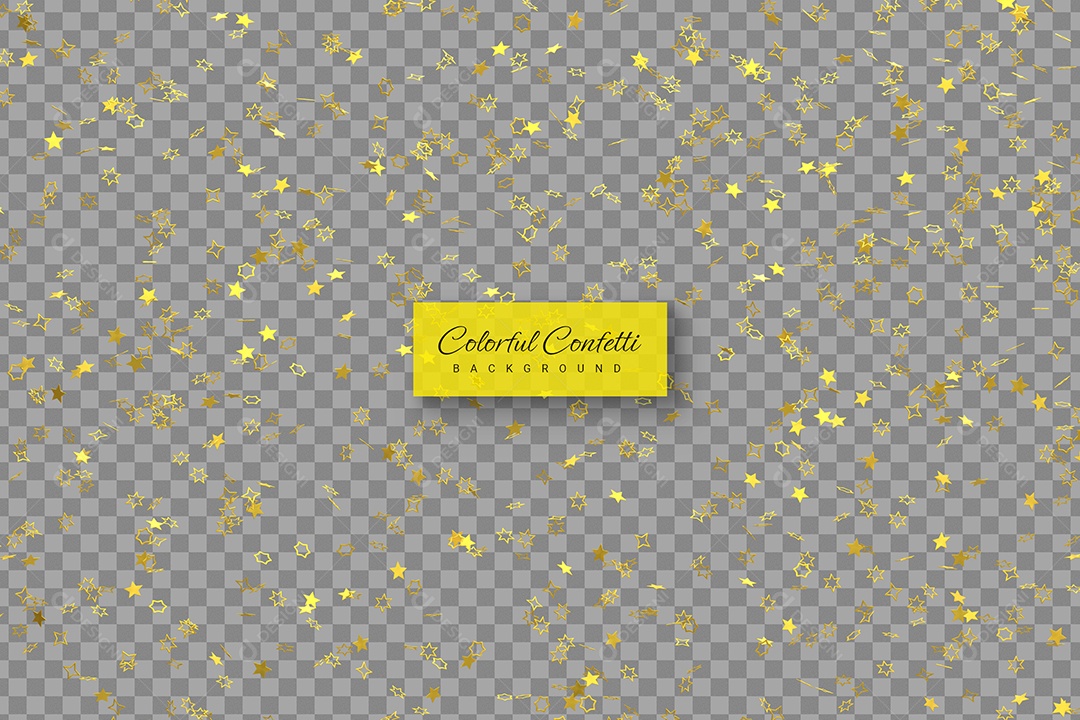 Explosão de Confete Estrelas Elemento 3D Dourado para Composição PSD