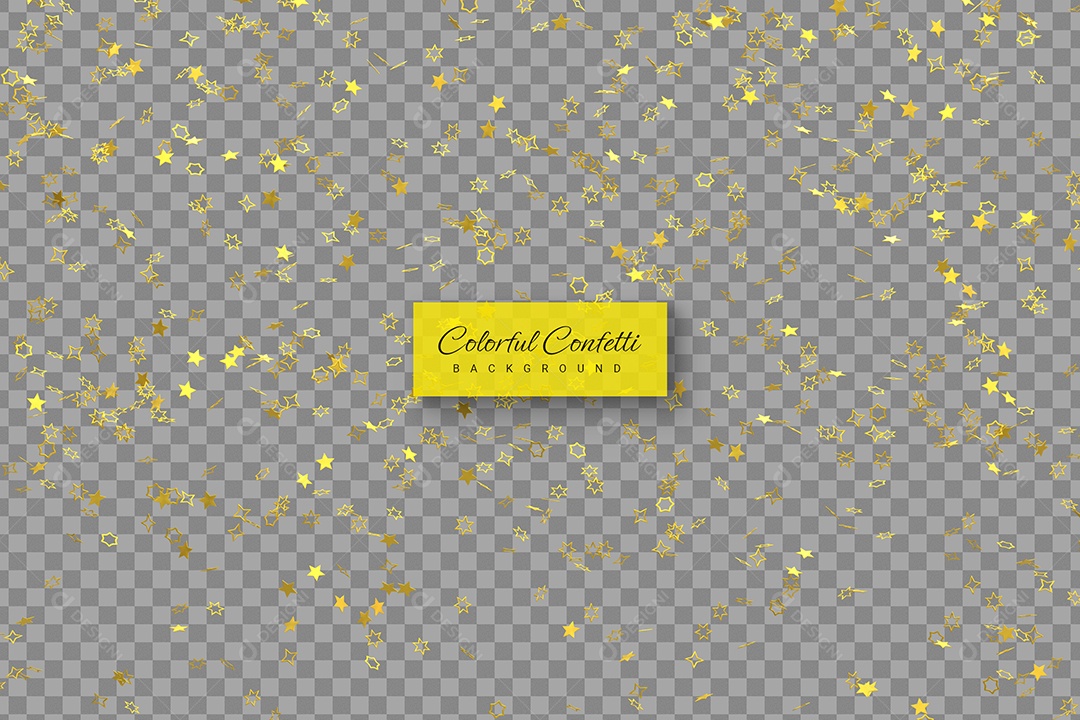 Confete Decoração de Eventos Elemento 3D Dourado para Composição PSD