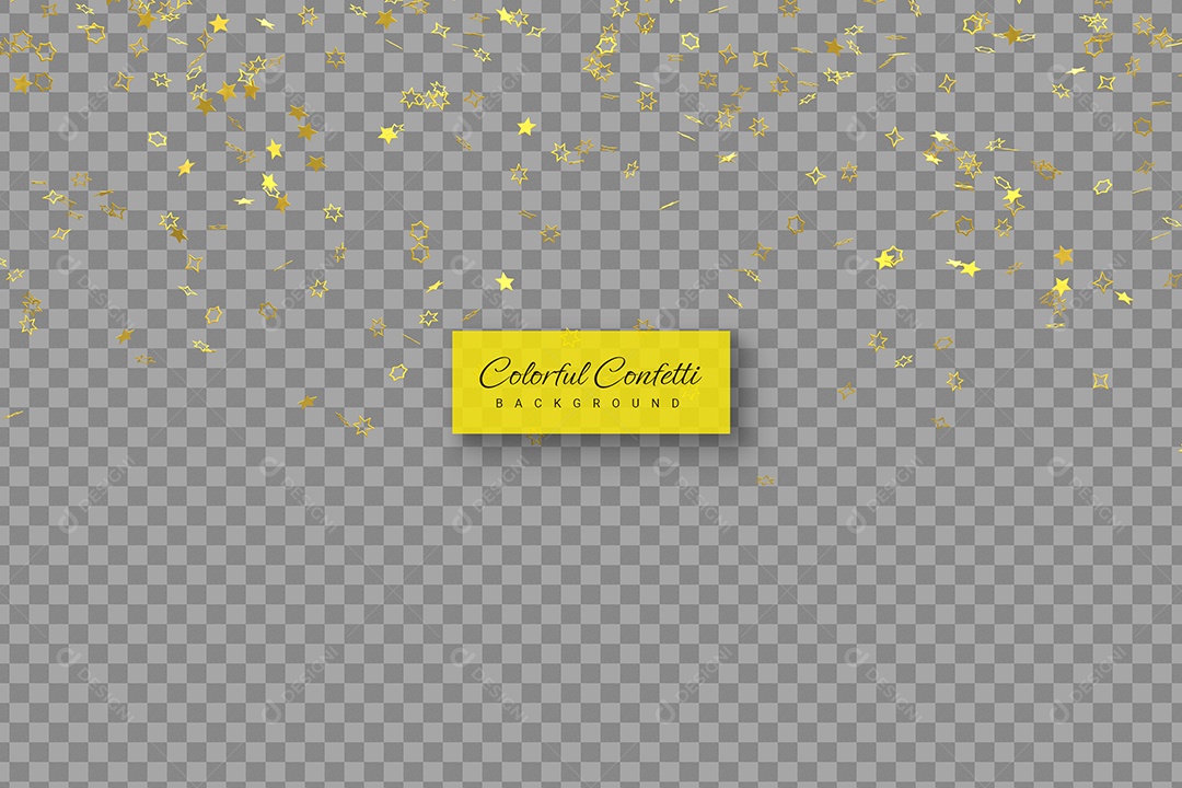 Decoração de Confete Elemento 3D Dourado para Composição PSD