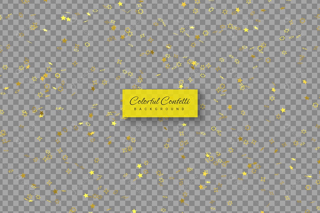 Confete Decoração Elemento 3D Dourado para Composição PSD