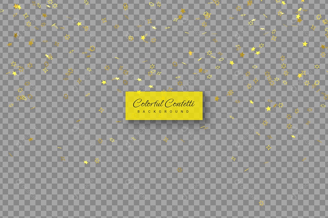 Confete Enfeite Dourado Elemento 3D para Composição PSD