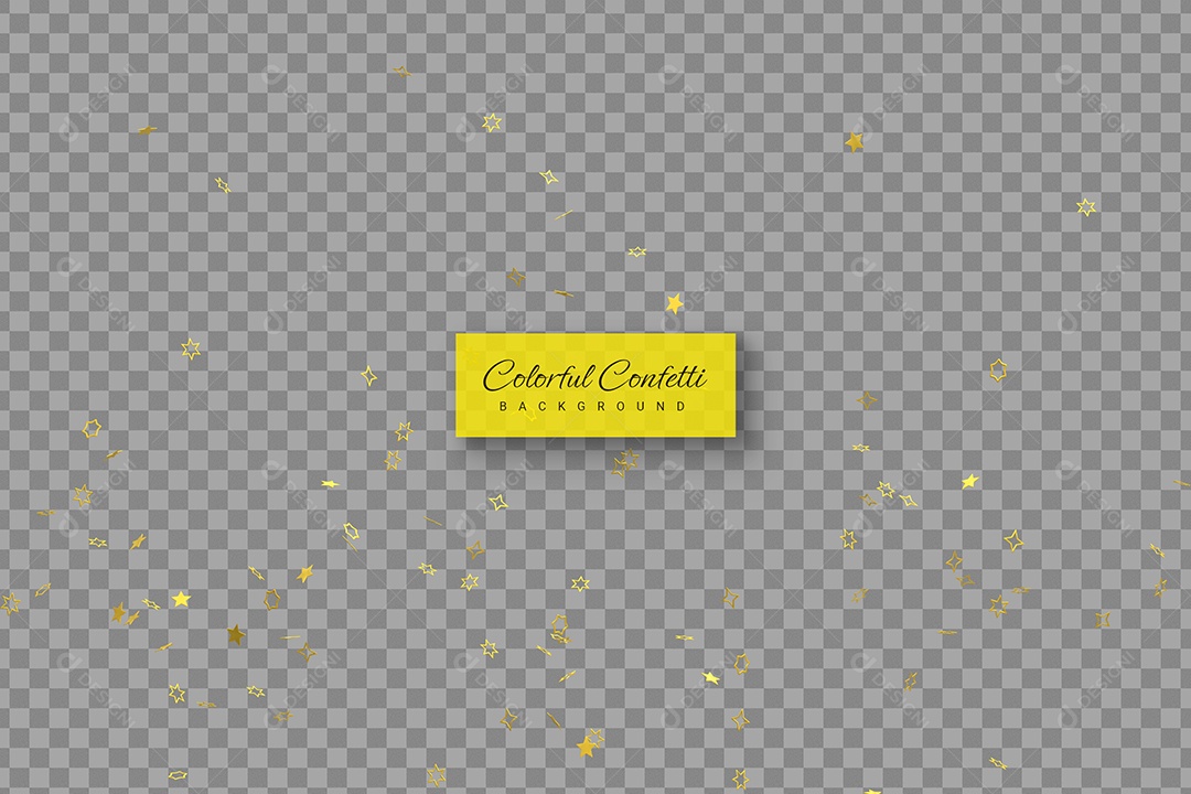 Confete para Decorar Festa Elemento 3D Dourado para Composição PSD