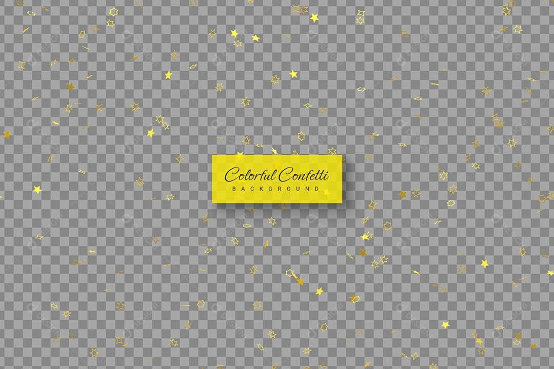 Confete Decoração de Festa Elemento 3D Dourado para Composição PSD