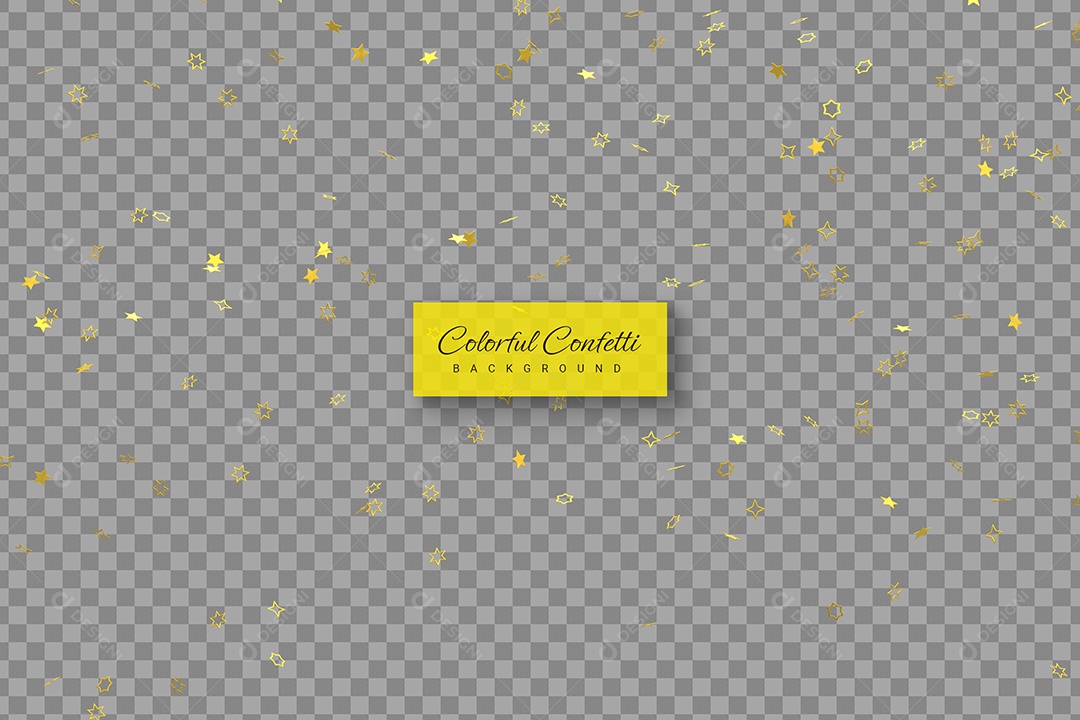 Confete Forma de Estrela Dourado Elemento 3D para Composição PSD