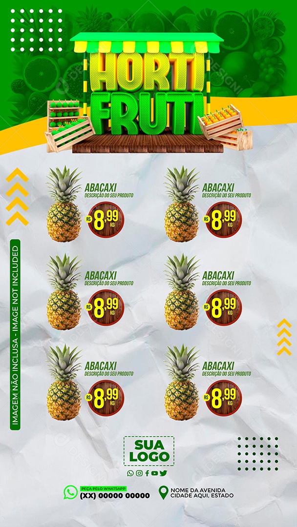 Encarte Hortifruti Story Social Media PSD Editável