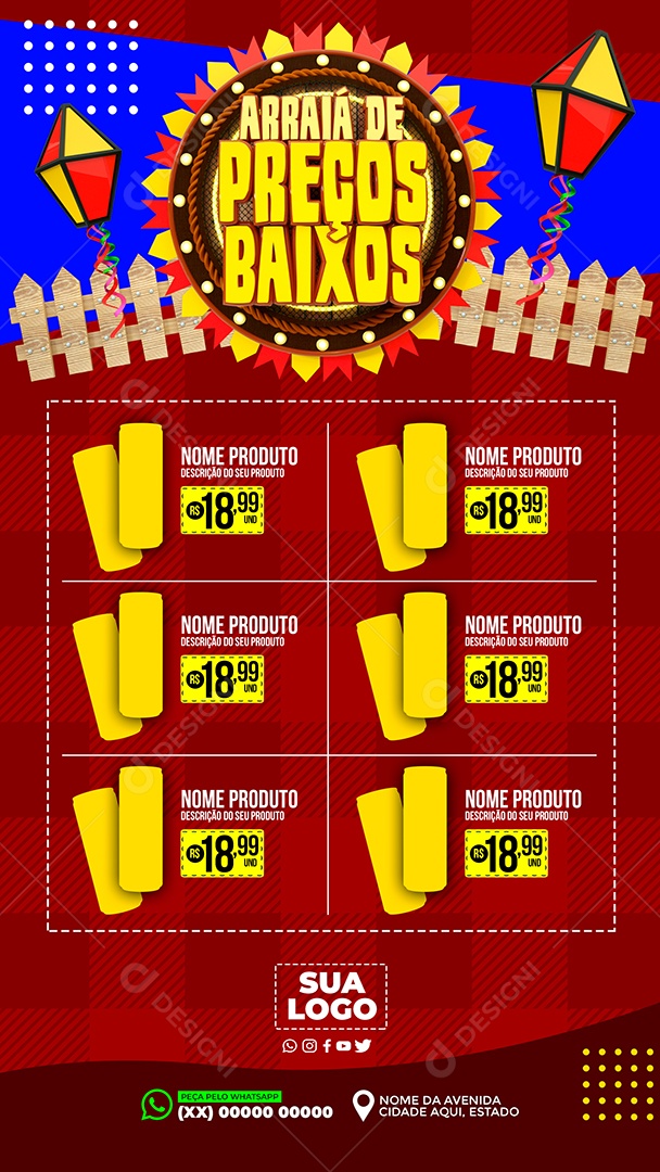 Encarte São João Preços Baixo PSD Editável